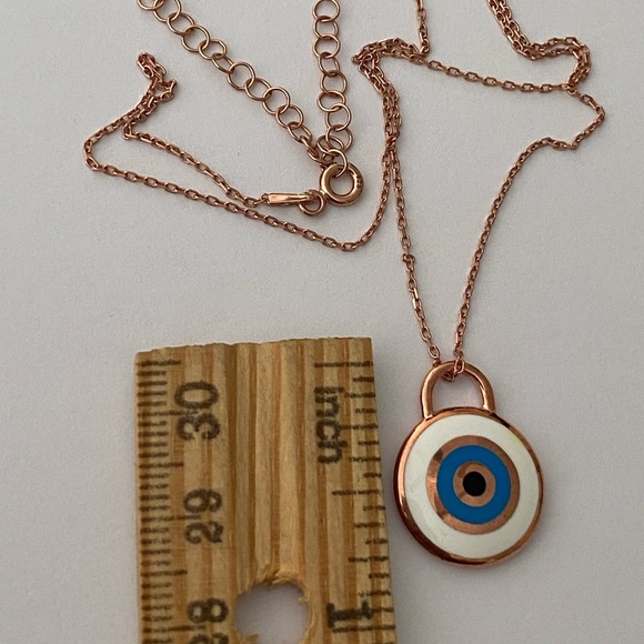🧿925 Silver blue evil eye hand made art necklace - Picture 2 of 5